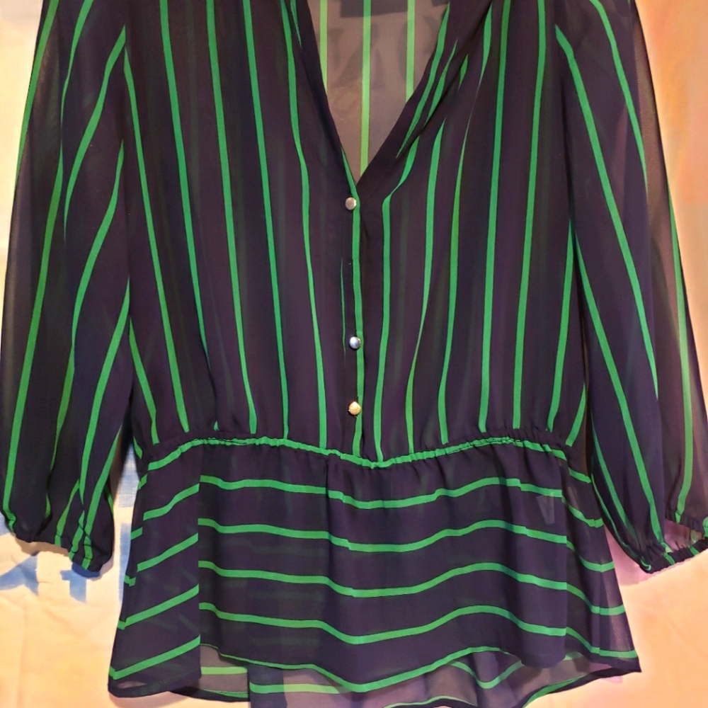 Navy and Green New York and Company Shirt